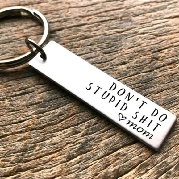 Don't Do Stupid Sh*t Love Mom Keychain Bag Charm Purse Charm - Picture 1 of 3